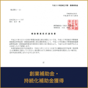 創業補助金・持続化補助金獲得